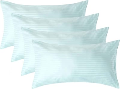 Homescapes Satijn Streep Katoen Kussensloop 50x90 cm – Set van 4 – Aquablauw – 100% Egyptisch Katoen – Draaddichtheid 330