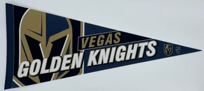 USArticlesEU - Las Vegas Golden Knights - NHL - Vaantje - Ijshockey - Hockey - Ice Hockey - Sportvaantje - Pennant - Wimpel - Vlag - 31 x 72 cm - big logo knights - Goud - groen - Wit