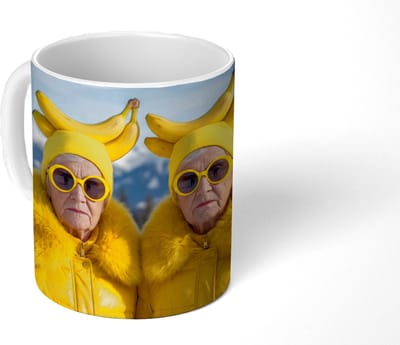 Mok - Koffiemok - Vrouwen - Bananen - Geel - Mokken - 350 ML - Beker - Koffiemokken - Theemok