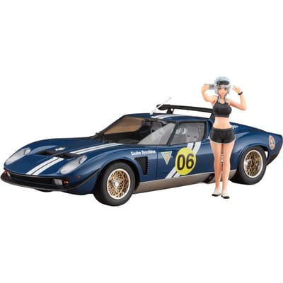Hasegawa Modelbouwpakket Auto - 52356 Wild Egg Girls Lamborghini Jota SVR Sasha Ilyushina met Figuur - Italiaanse Sportauto Plastic - 1:24 - Modelbouw
