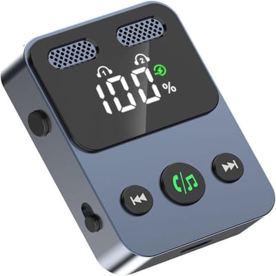 QTTVBTNA -Bluetooth Audio Zender En Ontvanger - 2-In-1 Draadloze Audio Adapter - Aluminiumlegering - Compact En Universeel Voor Reizen En Thuisgebruik - 1 Stuk