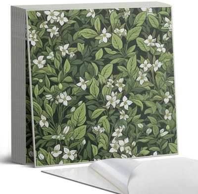 Coloray Plaktegels - Bloemenpatroon Portugese Tegels - 30 cm x 30 cm - Groente Plaktegels - 9 stuks - Vierkant PVC Tegels - Plaktegels Keuken - Zelfklevende Vloertegels - Vinyl Tegels Zelfklevend - Zelfklevende Tegels