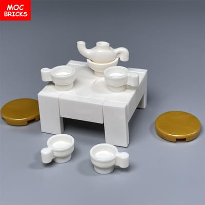 MOC Blokken Kantoor Meubilair Thee Cultuur Bureau Tafel Dranken Wijn Educatief Bouwstenen Stad Speelgoed Cadeaus