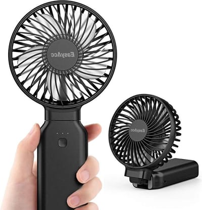 Handheld Fan Draagbare Fan Reizen Outdoor 9000mAh 53 uur One Touch Power Off Power Bank Oplaadbaar Opvouwbaar Handvat Desktop Thuis Reizen - Zwart.