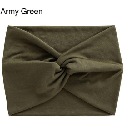 Accessoires Cheveux Torsadés Extra Larges Épais Bandeaux Turban Bandeau d'Entraînement Head Wraps pour Femmes vert d’armée