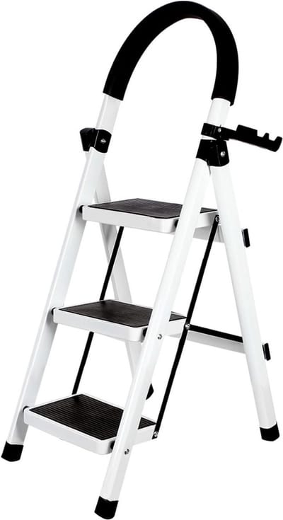 Opvouwbare 3 Treden Keuken & Huis Trap Ladder met Handvaten en Gereedschapsbak