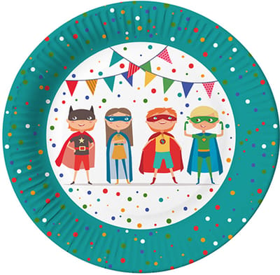 20x 10 Borden karton rond Ø 23 cm Superhero