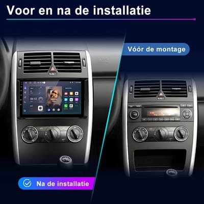 Junsun Android 15 Autoradio Geschikt voor Mercedes-Benz A/B-klasse W169 W245 -Draadloze CarPlay & Andriod Auto - GPS-navigatiesysteem - Bluetooth - WiFi - 9 inch touchscreen - RDS - USB - SWC