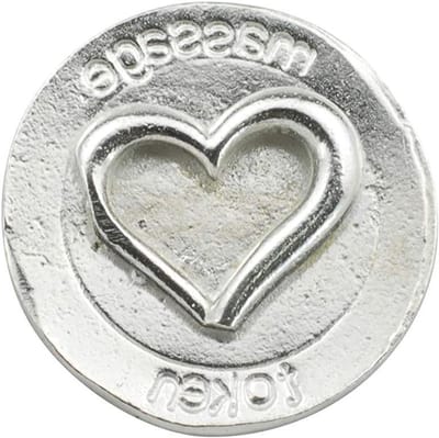 Massage Token - Cadeau Munt - Partner Verrassen - Handgemaakt Uniek Design - 28 x 28 x 05 cm - Zilverkleurig