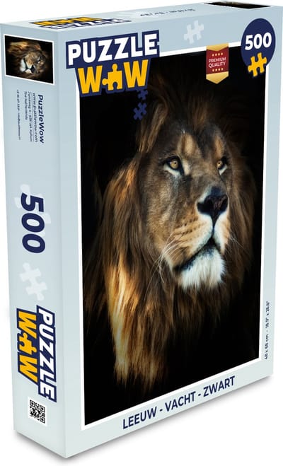 Puzzel Leeuw - Vacht - Zwart - Legpuzzel - Puzzel 500 stukjes