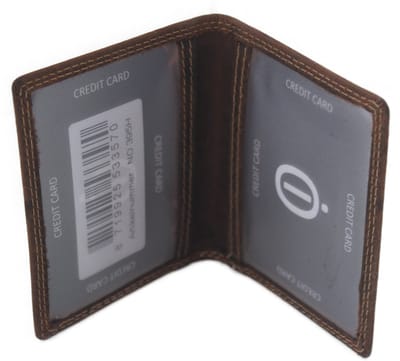 Oi Hunter bruin lederen pasjesmapje met 2 zichtvakken / dunste creditcardmapje met 2 vensters / plat hoesje voor ID of OV kaart / RFID safe / bruin leer / 395H