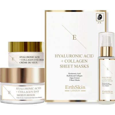 Hyaluronzuur & Collageen Dagcrème 50ml + Hyaluronzuur & Collageen Serum - 60ml + Hyaluronzuur & Collageen Masker - 3 vellen+Hyaluronzuur + Collageen Pro Age Oogcrème 30ml