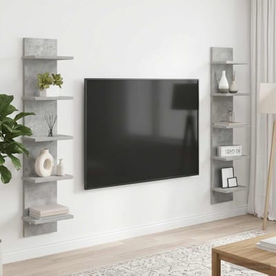 vidaXL - Wandplank - 2 - st - Betongrijs - 22 - x - 15 - x - 100 - cm - Bewerkt - hout