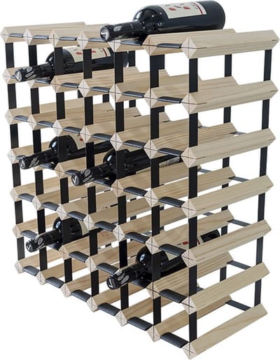 Vinata Esino wijnrek - blank - 42 flessen - wijnrekken - flessenrek - wijnrek hout metaal - wijnrek staand - wijn rek - wijnrek stapelbaar - wijnfleshouder - flessen rek