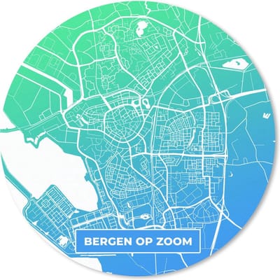 Muismat rond 20x20 cm - Mousepad Stadskaart - Bergen op Zoom - Nederland - Blauw - Ronde muismatten