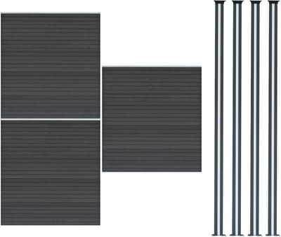 Composiet schutting set - grijs - 185x526cm - 4 led palen