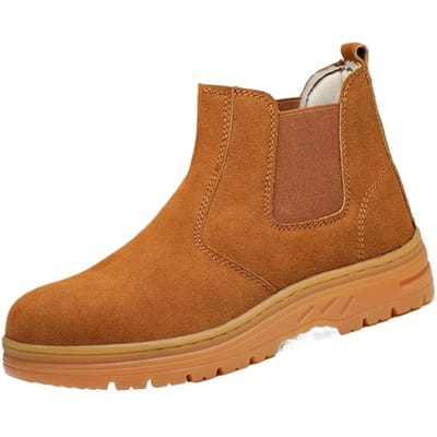 Arbeidsverzekeringsschoenen, Stalen neus Anti-verpletterings- en Anti-perforatie Veiligheidsschoenen, Anti-velours Rundleer Lassersbeschermschoenen 45 brown