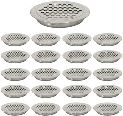 Platte Circulaire Luchtventilatie Inclusief RVS Gaasgaatjes voor Kast, Badkamer, Kantoor, Keuken, Ventilatie, 20 Stuks