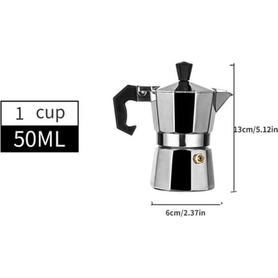 Bouilloire à café en aluminium, style octogonal italien, pour le bureau, la maison, les voyages, le camping en plein air, la vaisselle black