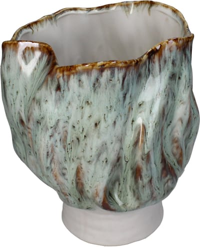 Vase Stoneware Green 21x21x24cm
