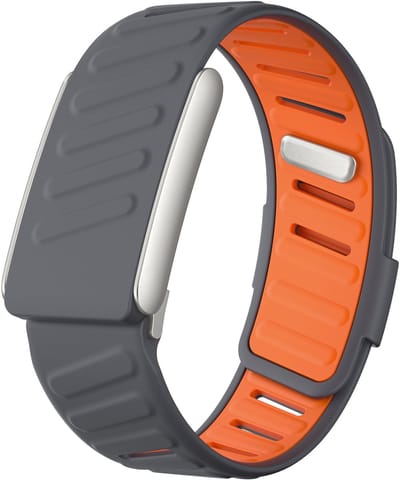 Strap-it Sport siliconen bandje met druksluiting - geschikt voor Whoop 5.0 (donkergrijs/oranje)