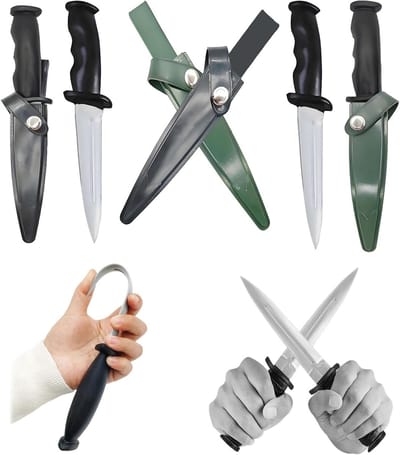 Set van 4 Rubber Trainingsmessen voor Martial Arts, Oefenwapens voor Zelfverdediging en Training