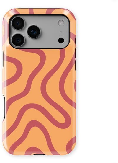 DripCase Curvy Lines Hoesje geschikt voor iPhone 17 Pro | Backcover met Mag | Design Tough Case geschikt voor iPhone 17 Pro Terracotta Twist