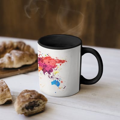 Magische Mok - Foto op Warmte Mokken - Koffiemok - Wereldkaart - Graffiti - Kleurrijk - Magic Mok - Beker - 350 ML - Theemok