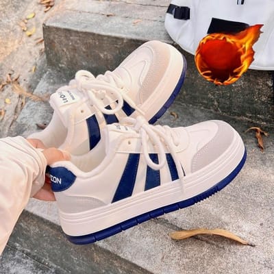 Katoenen Schoenen Fluweel Warm en Comfortabel Kleine Witte Schoenen voor Dames Nieuwe Herfst en Winter Niche Schoenen Veelzijdig en Casual 40 blauw