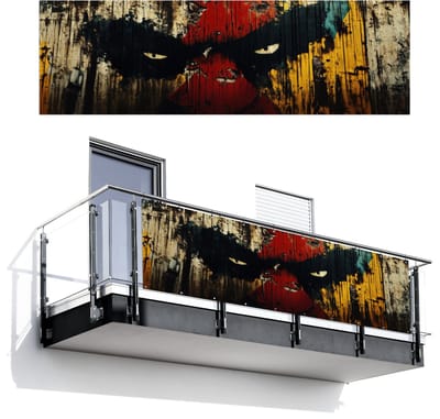Balkonscherm 300x95 cm - Balkonposter Graffiti - Ogen - Abstract - Balkon scherm decoratie - Balkonschermen - Balkondoek zonnescherm
