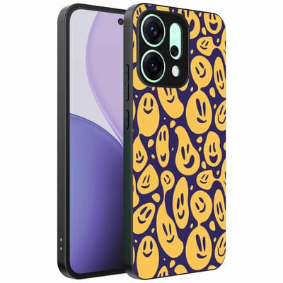 Geschikt voor Oppo Reno 14 Pro Telefoonhoesje met smiley opdruk - TPU backcover case emoji design - Paars Geel - Smartphonica geschikt voor Oppo Reno 14 Pro