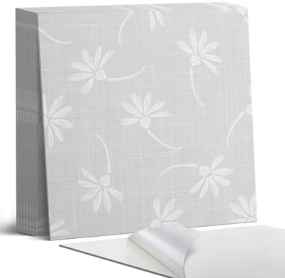 Coloray Plaktegels - Bloemenpatroon op de achtergrond Portugese Tegels - 30 cm x 30 cm - Grijs Plaktegels - 9 stuks - Vierkant PVC Tegels - Plaktegels Keuken - Zelfklevende Vloertegels - Vinyltegels Vloer Zelfklevend - Zelfklevende Tegels
