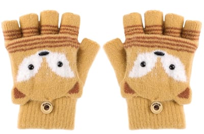 Allecto - Wanten met knoopklep - Vingerloze handschoenen - Warme gebreide winterhandschoenen - One size - Konijnenlook - Ideaal voor kinderen van 4...