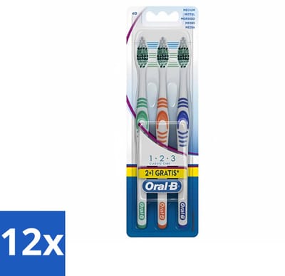 Oral-B - Tandenborstel - Classic 123 - Medium - 3 Tandenborstels - Voordeelverpakking - 12 stuks