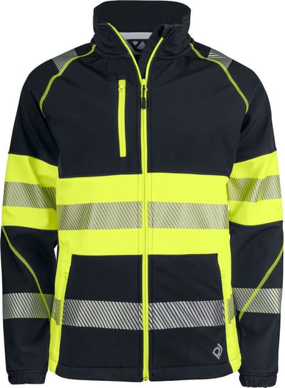 ProJob 6443 SIGNALISATIESOFTSHELL EN ISO 20471 KLASSE 1 646443 - Geel/Zwart - 4XL