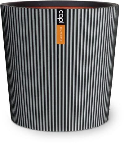 Capi Europe - Vaas conisch Groove NL - 36x34 - Antraciet - Opening Ø29 - Bloempot voor binnen en buiten - Levenslang garantie - Breukbestendig - 100% Recyclebaar - CO2 Neutraal geproduceerd - KGVZ612