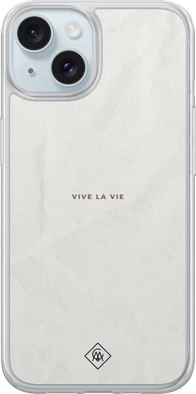Casimoda® hoesje - Geschikt voor iPhone 13 - Vive La Vie - 2-in-1 case - Schokbestendig - Tekst - Verhoogde randen - Grijs, Transparant