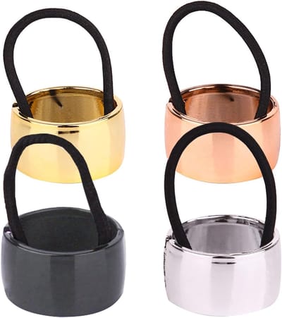 Set van 4 metalen haarbanden voor een stijlvolle paardenstaart, elastische haaraccessoires voor dames