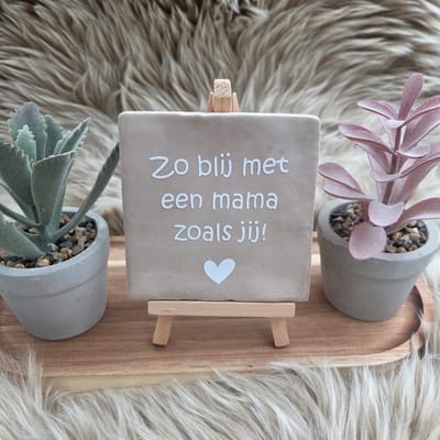 Robuust wenstegeltje – Zo Blij met een Mama zoals Jij – 10x10 cm – Lief Cadeau voor Moederdag, Mama's Verjaardag of Zomaar voor Mama – Wanddecoratie – Trendy nu