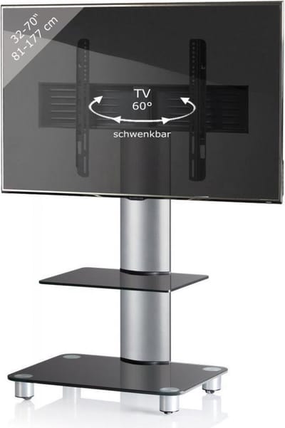 Universeel TV VESA statief Televisierek aluminium glas oprolbare wielen Tosal ZW