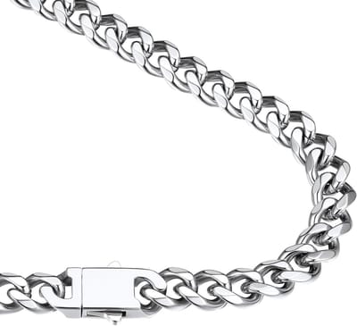 Herenketting van roestvrij staal, grote Cuban curb chain, chunky steampunk stijl, 46-76 cm lengte, perfect als cadeau voor verjaardag of kerst
