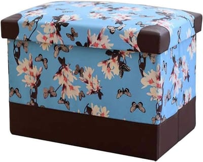 Opvouwbare poef - Voetenbank met opbergruimte - Woonkamer organiseren - Verborgen opbergruimte - 40 x 25 x 25 cm - Blauw