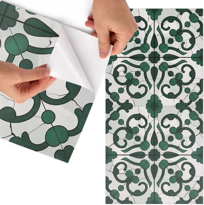 Tulup Meubelfolie - Groene ornamenten Decoratiefolie Zelfklevend - 75x150 cm - Groente Meubelfolie - Decoratiefolie - Klassiek Meubelfolie - Meubel Wrap Folie - Woonkamer decoratie - Achtergronden en patronen