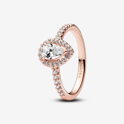 Pandora Ring Peervorm Steen Rosé 182835C01-54