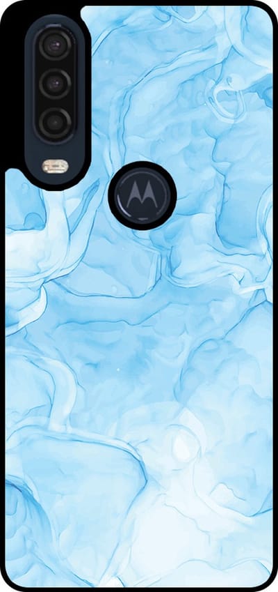 Smartphonica Telefoonhoesje Geschikt voor Motorola One Action met marmer opdruk - TPU backcover case marble design - Lichtblauw geschikt voor Motorola One Action