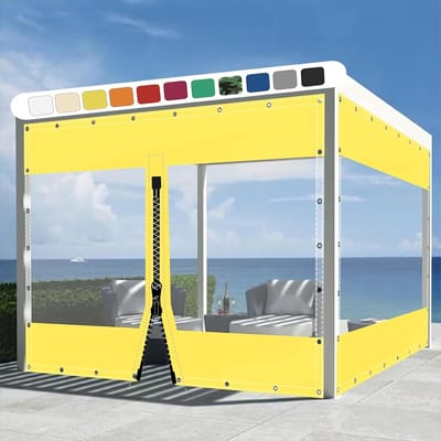 Transparant Zeildoek - Outdoor Gordijn - Bescherming Buiten - 05 mm dik PVC - 3 x 38 meter - Geel