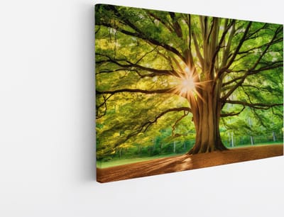 Saammp Canvas Schilderij - Grote Boom met tijdens goldenhour - Natuur - Landschap - 30x20 - Foto op canvas - Wanddecoratie - Muurdecoratie Woonkamer - Slaapkamer decoratie - Canvas Print
