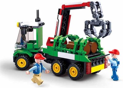 Sluban Boomstammenvervoer bouwspeelgoed kinderen vanaf 6 jaar – Constructiespeelgoed modelbouw – bouwdoos met 209 bouwstenen – M38-B0778