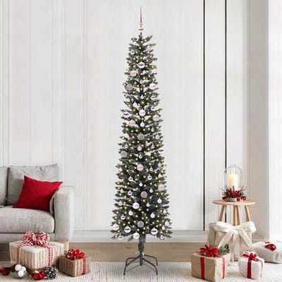 vidaXL - Kunstkerstboom - met - 300 - LED - Groen - 240 - cm - PVC - en - Plastic - en - Staal