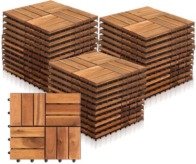 Houten Terrastegels Acacia 30x30 cm Antislip Kliksysteem Voor Terras en Balkon